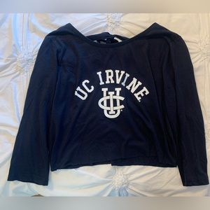 UC Irvine crop top / shirt with cute bow navy size small